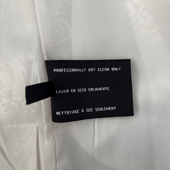 Jessica Simpson Jacquard Wool Coat Beige Gold Buttons Pockets Lined Long Jacket - Picture 4 of 9